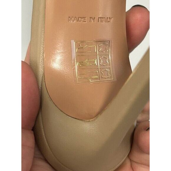 LITA by Ciara Mule Sandals Square Toe Stiletto Heels Leather Beige 42/11 NIB - Picture 9 of 9